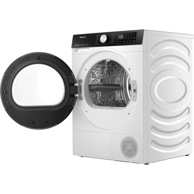 Hisense DH3S902BW3 Szárítógép, 9 kg / 125l, "C" , LED képernyő érintőgombokkal, TwinFlow kétirányú levegőbefújás, WIFI ConnectLife alkalmazás,AntiCrease gyűrődésmentesítő funkciók Dobvilágítás,