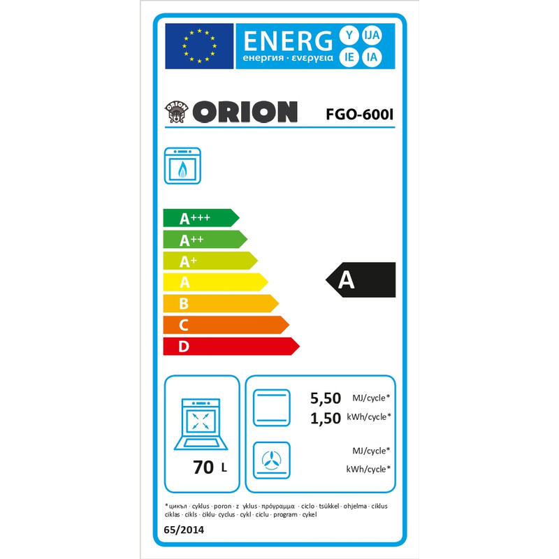 Orion FGO600I szabadonálló inox 60 cm széles gáztűzhely