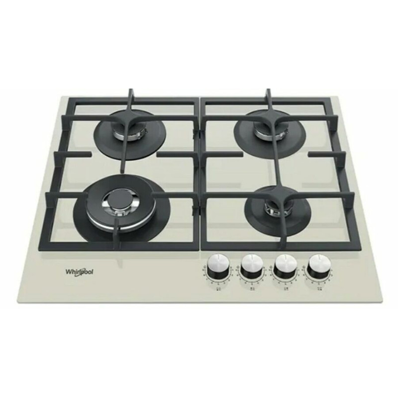 Whirlpool GOFL629/S Szaténezüst edzett üveg gázlap, 60 cm, 3 gázégő + 1 speciális WOK égő , automata szikragyújtás, csiszolt szegélyű, peremmentes kivitel, Multistep flame 9 fokozatú lángszabályozás