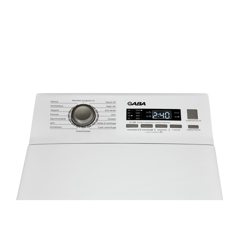 Gaba GMW-612CSB Szabadonálló felültöltős mosógép, 6 kg 1200 f , Magyarnyelvű kezelőpanel Gaba GMW-612CSB Szabadonálló felültöltős mosógép, 6 kg 1200 f , Magyarnyelvű kezelőpanel