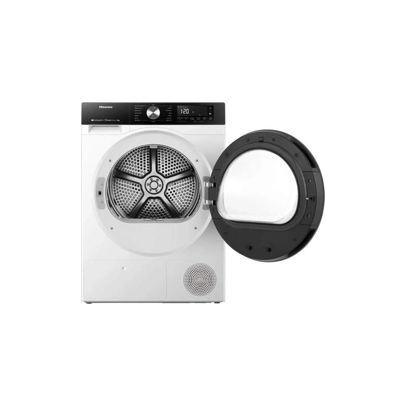 Hisense DH3S802BW3 Szárítógép, 8 kg / 100l, "C" LED képernyő érintőgombokkal, TwinFlow kétirányú levegőbefújás, WIFI ConnectLife alkalmazás, AntiCrease gyűrődésmentesítő funkciók , Dobvilágítás