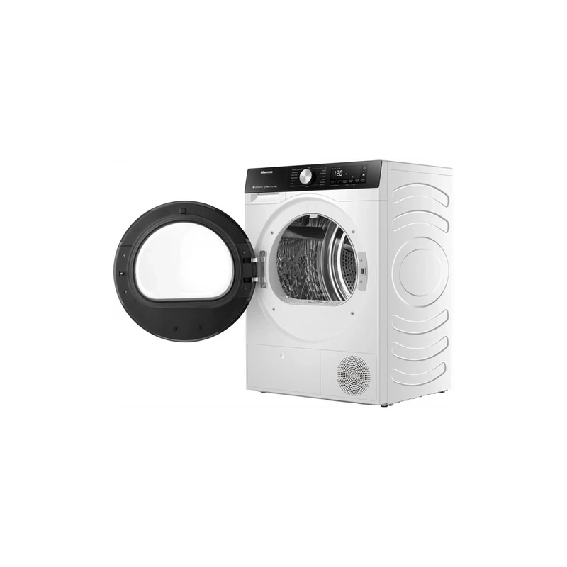 Hisense DH3S802BW3 Szárítógép, 8 kg / 100l, "C" LED képernyő érintőgombokkal, TwinFlow kétirányú levegőbefújás, WIFI ConnectLife alkalmazás, AntiCrease gyűrődésmentesítő funkciók , Dobvilágítás