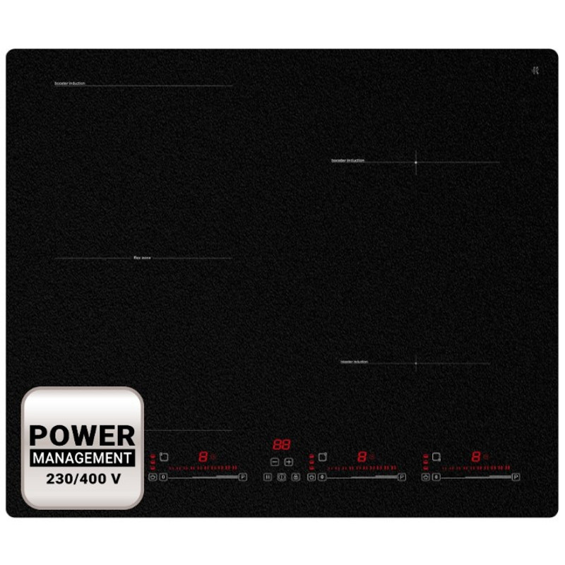 Kluge KPI6032BP indukciós főzőlap, 60cm, m.f., fekete ü.