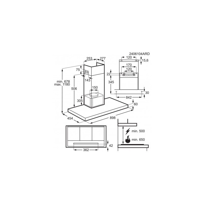 Electrolux LFT819K Kürtős páraelszívó, Hob2Hood, Breeze, 3+ fokozat, 90 cm