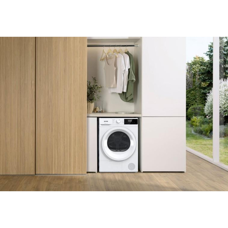 Gorenje DHNE7D ESSENTIAL, 7 kg , "D" , hőszivattyús, LED képernyő érintőgombokkal, ReFresh és gyűrődésmentesítő program, ExtraHygiene program, 84,5/59,5/55cm, fehér szín Gorenje DHNE7D ESSENTIAL, 7 kg , "D" , hőszivattyús, LED képernyő érintőgombokkal, ReFresh és gyűrődésmentesítő program, ExtraHygiene program, 84,5/59,5/55cm, fehér szín