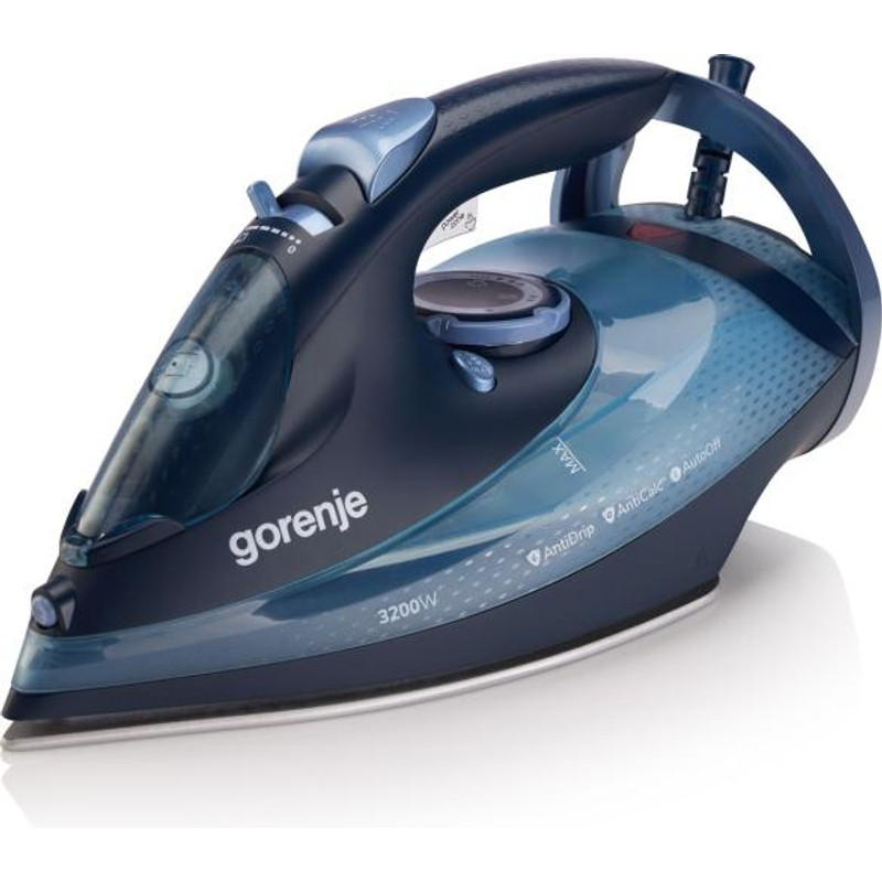 Gorenje SIH3200DB gőzölős vasaló, 3200W, kerámia talp, 40/105 g/perc gőzlöket, kék/fekete Gorenje SIH3200DB gőzölős vasaló, 3200W, kerámia talp, 40/105 g/perc gőzlöket, kék/fekete