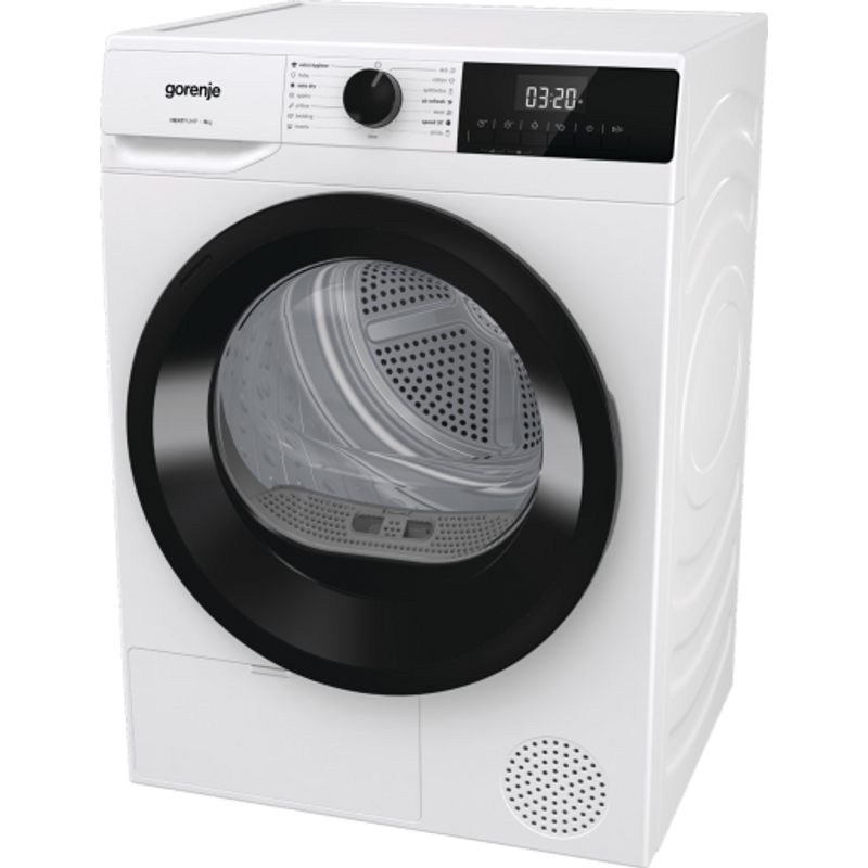 Gorenje D2HNE9D ESSENTIAL, 9 kg , "D" , hőszivattyús, LED képernyő érintőgombokkal, PowerDrive inverteres motor, ReFresh funkció, gyűrődésmentesítő funkciók, 84,5/59,5/59cm