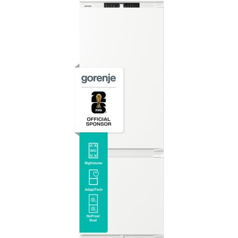 Gorenje NRKI619D61WFE Beépíthető kombinált hűtőszekrény, 208/76l TotalNoFrost, "E" , INVERTER kompresszor, CrispZone , FreshZone, 193x540x545mm