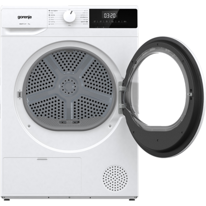 Gorenje DHNE7D ESSENTIAL, 7 kg , "D" , hőszivattyús, LED képernyő érintőgombokkal, ReFresh és gyűrődésmentesítő program, ExtraHygiene program, 84,5/59,5/55cm, fehér szín Gorenje DHNE7D ESSENTIAL, 7 kg , "D" , hőszivattyús, LED képernyő érintőgombokkal, ReFresh és gyűrődésmentesítő program, ExtraHygiene program, 84,5/59,5/55cm, fehér szín
