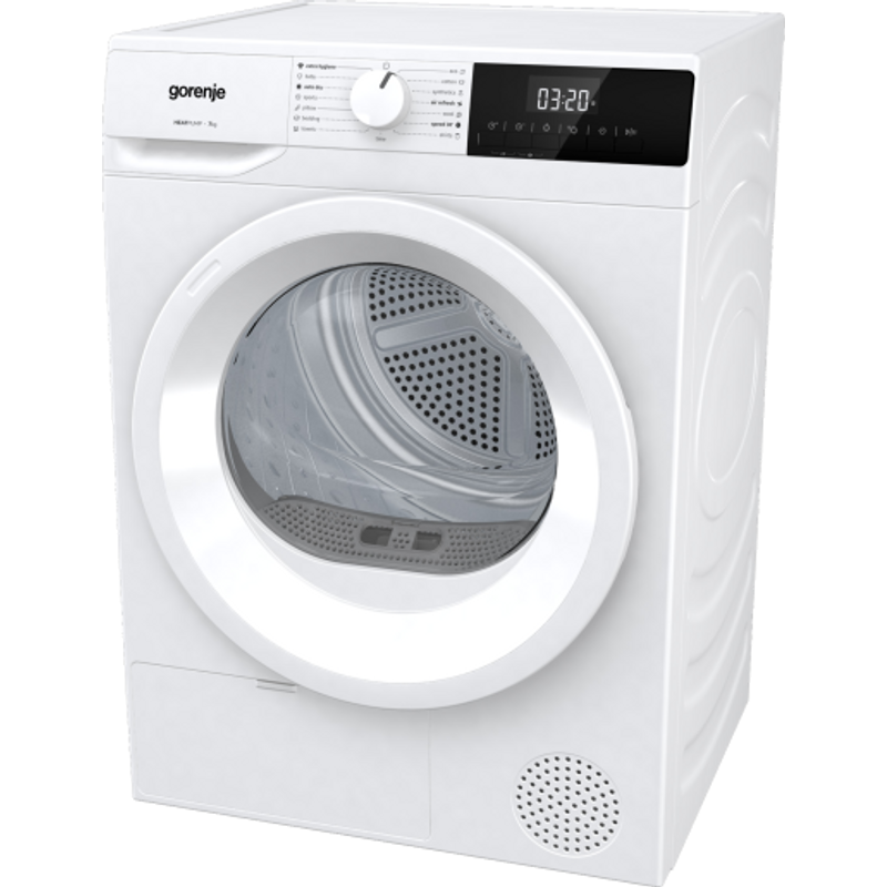 Gorenje DHNE7D ESSENTIAL, 7 kg , "D" , hőszivattyús, LED képernyő érintőgombokkal, ReFresh és gyűrődésmentesítő program, ExtraHygiene program, 84,5/59,5/55cm, fehér szín Gorenje DHNE7D ESSENTIAL, 7 kg , "D" , hőszivattyús, LED képernyő érintőgombokkal, ReFresh és gyűrődésmentesítő program, ExtraHygiene program, 84,5/59,5/55cm, fehér szín