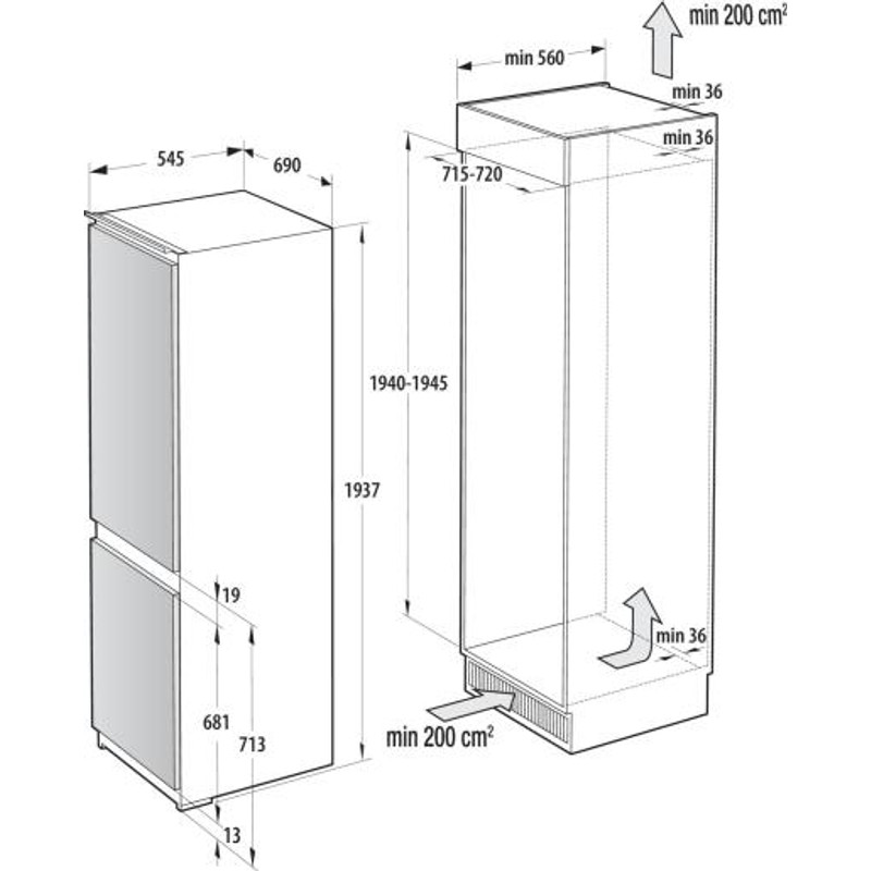 Gorenje NRKI619D61WFE Beépíthető kombinált hűtőszekrény, 208/76l TotalNoFrost, "E" , INVERTER kompresszor, CrispZone , FreshZone, 193x540x545mm Gorenje NRKI619D61WFE Beépíthető kombinált hűtőszekrény, 208/76l TotalNoFrost, "E" , INVERTER kompresszor, CrispZone , FreshZone, 193x540x545mm