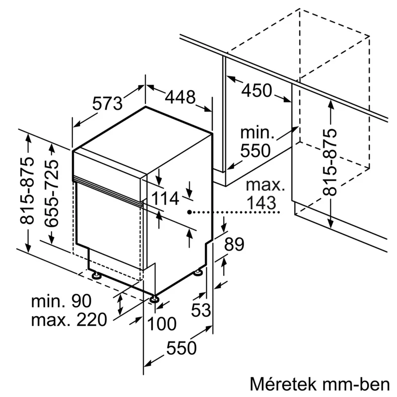 Bosch SPI2HKS42E Beépíthető kezelőpaneles keskeny mosogatógép - Serie 2 - Home Connect - Nemesacél - 10 teríték - 5 program - 3 opció
