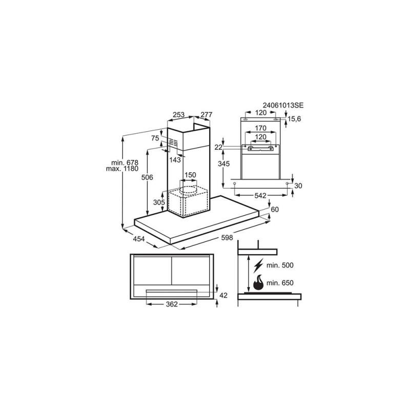 AEG NDB6761HB Kürtős páraelszívó, Hob2Hood, Breeze, 3+ fokozat, 60 cm