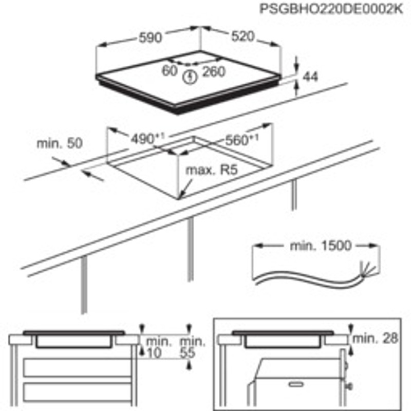 AEG TN64IA00FB Beépíthető indukciós főzőlap, Hob2Hood, 60 cm