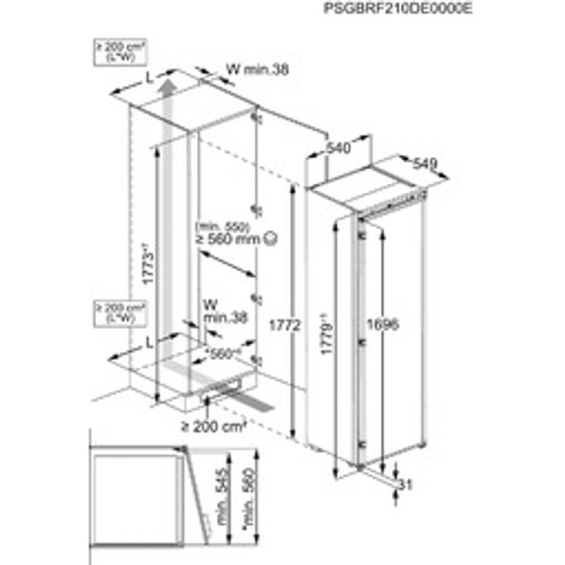 Electrolux ERD6DE18S1 Beépíthető hűtőszekrény, 177 cm