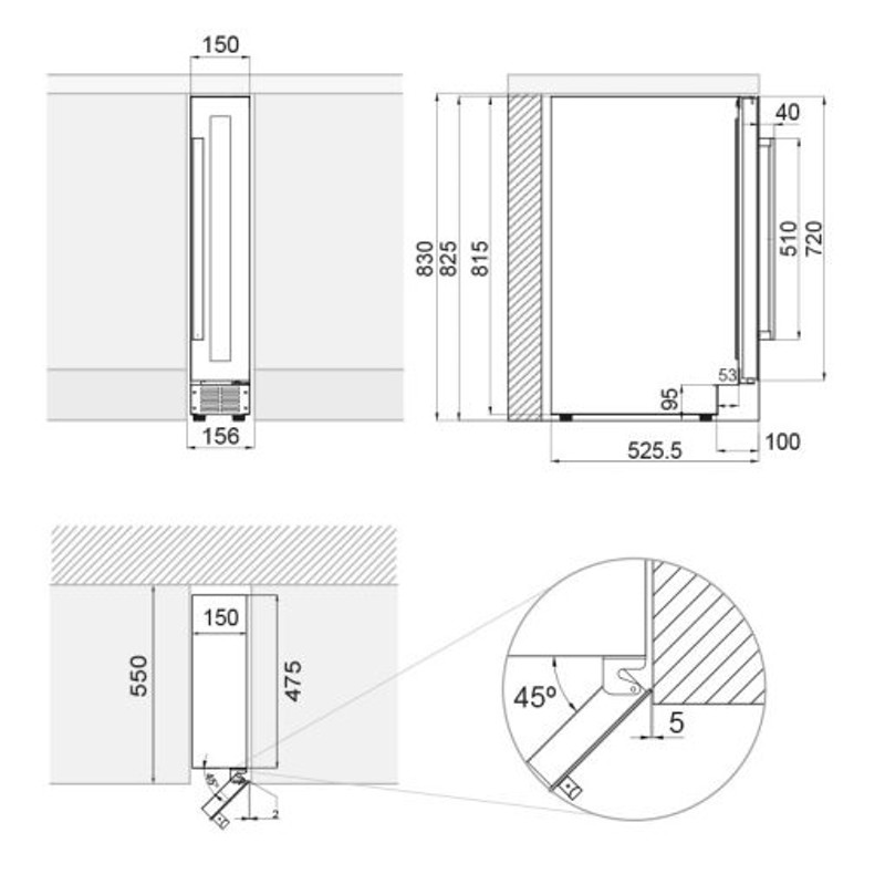 Pando PVZB 15-9XL Borhűtő - pult alá építhető, inox, balos, fogantyúval, 9 palack