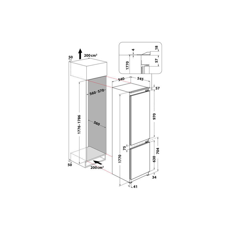 Whirlpool WHC18D031A1 Beépíthető Hűtőszekrény 177cm