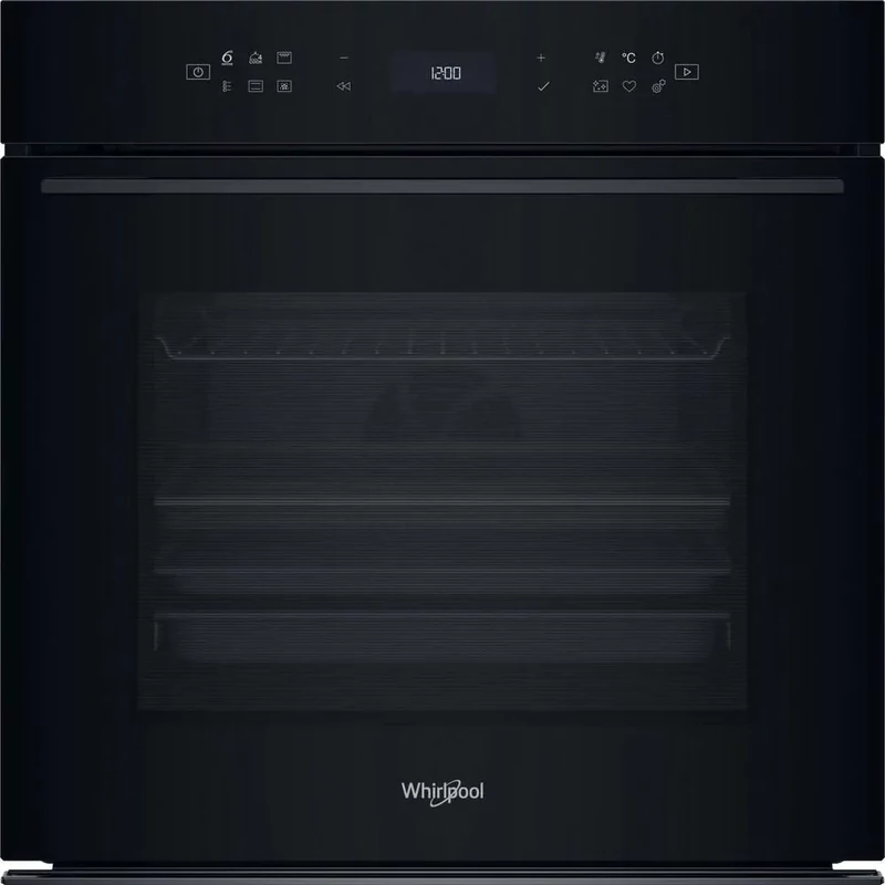 Whirlpool WOI78PT1SBAC Fekete üveg, finoman csukódó sütőajtó , MF8, PIROLITIKUS és HIDROLITIKUS tisztítás, "A+, Assisted kijelző (magyar nyelvű, érintőszenzoros), Connectivity, teleszkópos sütősín, 73 liter