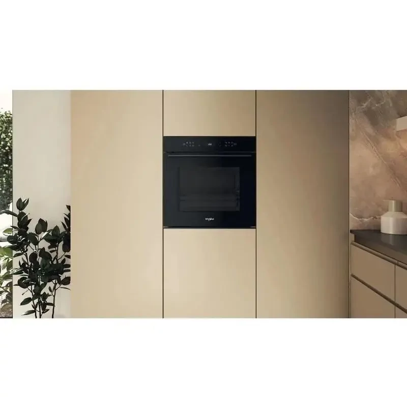 Whirlpool WOI78PT1SBAC Fekete üveg, finoman csukódó sütőajtó , MF8, PIROLITIKUS és HIDROLITIKUS tisztítás, "A+, Assisted kijelző (magyar nyelvű, érintőszenzoros), Connectivity, teleszkópos sütősín, 73 liter