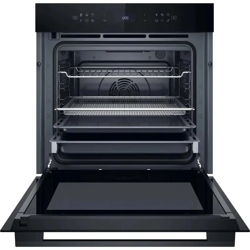Whirlpool WOI78PT1SBAC Fekete üveg, finoman csukódó sütőajtó , MF8, PIROLITIKUS és HIDROLITIKUS tisztítás, "A+, Assisted kijelző (magyar nyelvű, érintőszenzoros), Connectivity, teleszkópos sütősín, 73 liter