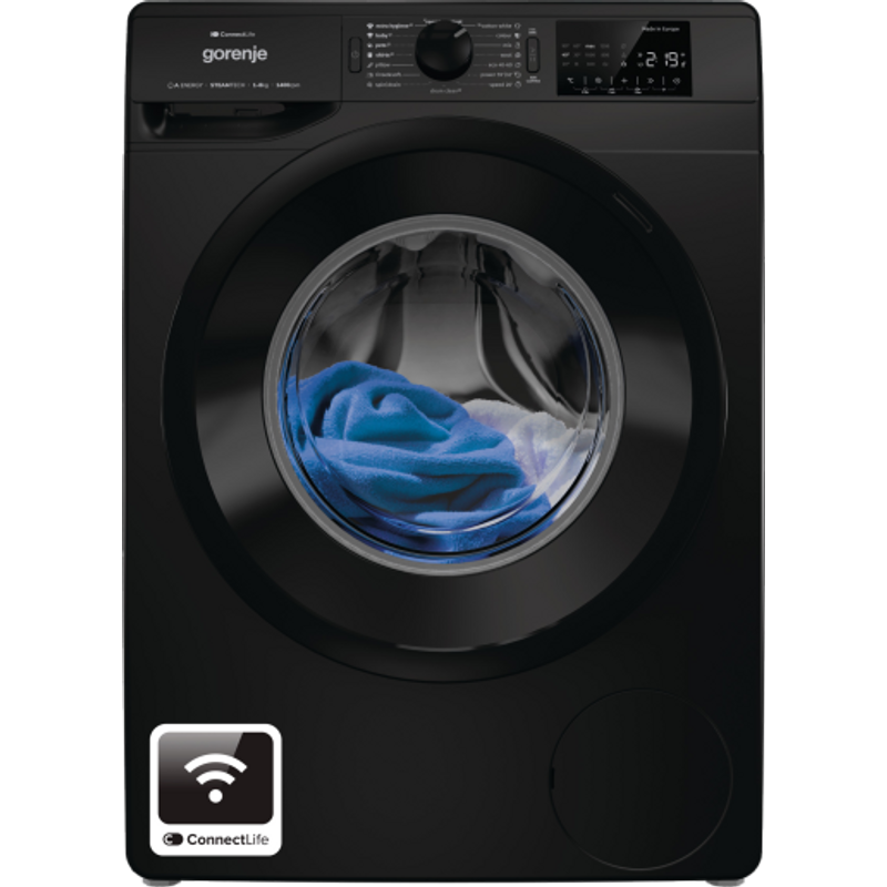 Gorenje WPNEI84A1SW/B szabadonálló elöltöltős mosógép, 8 kg, 1400 f, Inverteres motor, gőz funkciók, Wifi