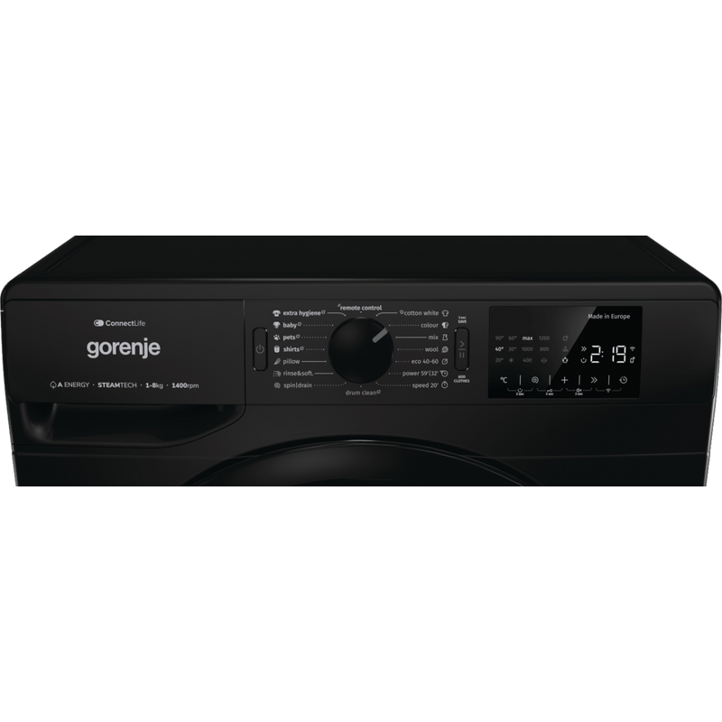 Gorenje WPNEI84A1SW/B szabadonálló elöltöltős mosógép, 8 kg, 1400 f, Inverteres motor, gőz funkciók, Wifi