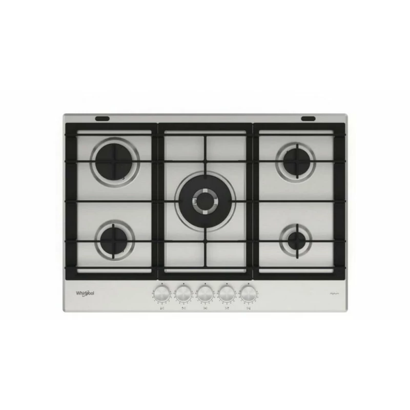 Whirlpool GMWL 728/IXL beépíthető iXelium® inox gázlap, 73 cm, 4 gázégő + 1 speciális WOK égő, automata szikragyújtás, öntöttvas edénytartók, Multistep flame 9 fokozatú lángszabályozás