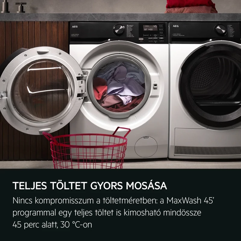 AEG LFR6D844E ProSense elöltöltős mosógép, 8 kg, 1400 f/p., MaxWash45' program, Hygiene program gőzzel