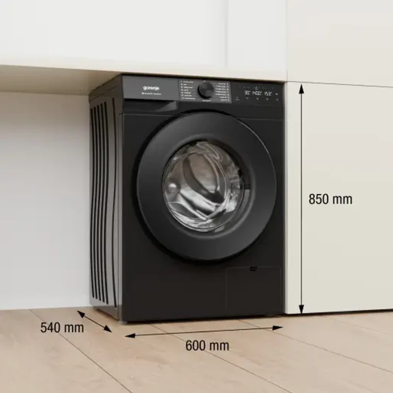 Gorenje WG484A31B Elöltöltős mosógép "A", 8 kg, 1400 Ford., Gőzfunkció, Wifi, Fekete