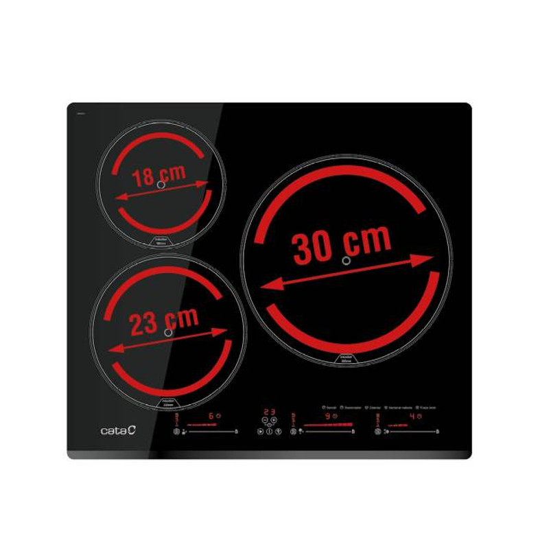 CATA INSB-6003E2 BK Beépíthető indukciós főzőlap fekete, 3 zóna CATA INSB-6003E2 BK Beépíthető indukciós főzőlap fekete, 3 zóna