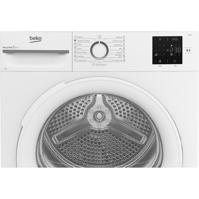 Beko BM3T372E0W szabadonálló hőszivattyús szárítógép, 7 kg, Steam Cure funkció, FreshCaps, 54 cm mély Beko BM3T372E0W szabadonálló hőszivattyús szárítógép, 7 kg, Steam Cure funkció, FreshCaps, 54 cm mély