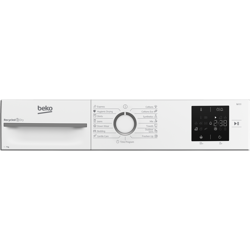 Beko BM3T372E0W szabadonálló hőszivattyús szárítógép, 7 kg, Steam Cure funkció, FreshCaps, 54 cm mély Beko BM3T372E0W szabadonálló hőszivattyús szárítógép, 7 kg, Steam Cure funkció, FreshCaps, 54 cm mély