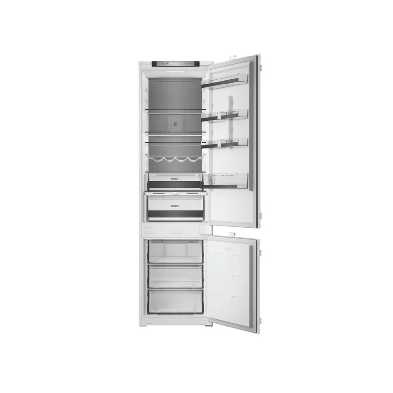 Whirlpool WHK2 5323 B5E1 Beépíthető kombinált hűtő 300L (224/76l ), D Elektronikus vezérlés WIFI+BLE támogatás, Adaptív hűtés akár 20%-os energiamegtakarítással, Metal Multiflow, csúszópántos zsanér (sliding), inverter kompresszor, 10 év kompresszor gara