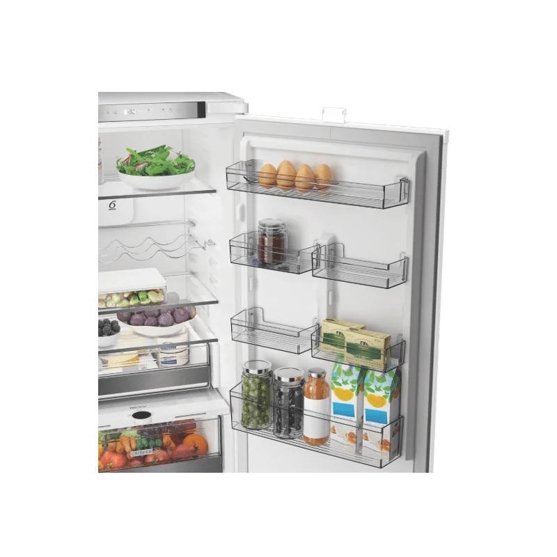 Whirlpool WHK2 5292 B4E Beépíthető kombinált hűtő 270L (194/76), E , Elektronikus vezérlés HomeWhiz WIFI+BLE támogatás, Adaptív hűtés akár 20%-os energiamegtakarítással, csúszópántos zsanér (sliding), 10 év kompresszor garanciával, 177,5x54x55cm
