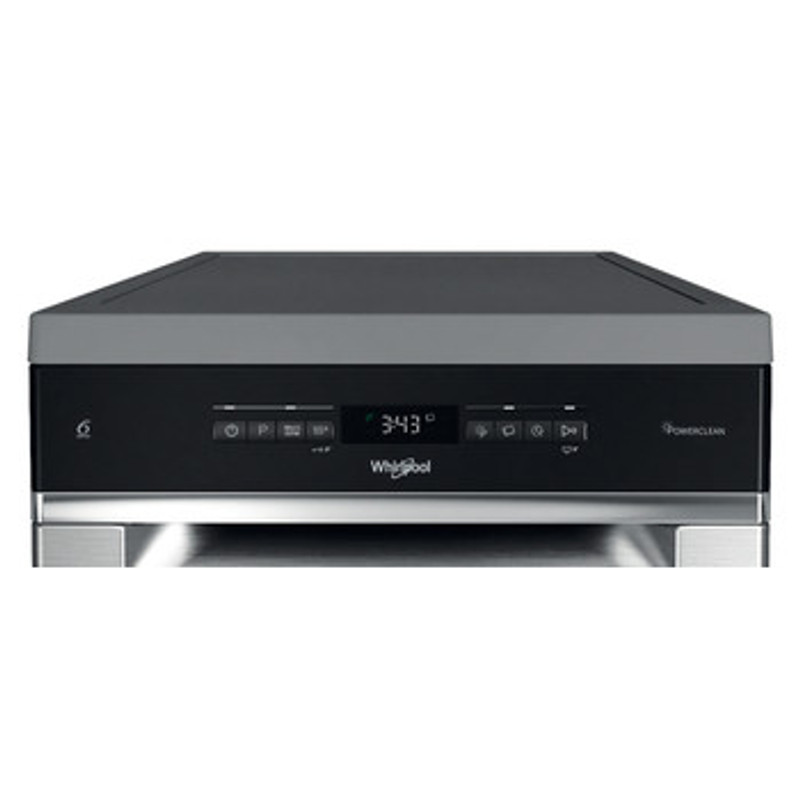 Whirlpool WH6FB10BS7A0X Keskeny mosogatógép, B/A/A, 10 teríték, inox , 9 program, 8.7 l , 6. Érzék technológia, 3. evőeszköztartó fiók, digitális kijelző, elektronikus öblítő- és sóhiány jelző, vízvédelem, 42 dBA, NaturalDry száradást segítő ajtónyitó ren