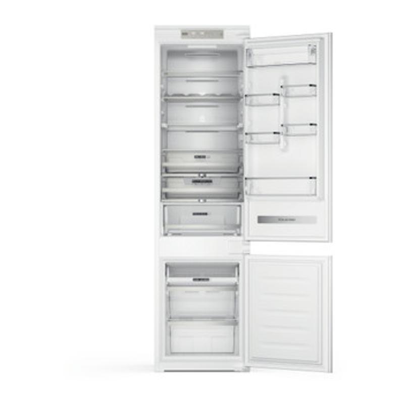 Whirlpool WHC20T593 Beépíthető kombinált hűtő, 212 l/68 l, 6. Érzék Freeze Control, Total No Frost technológia, Metal Multiflow,  LED prémium világítás, digitális kijelző érintő gombokkal, palacktartó, FreshBox+, Deli Box