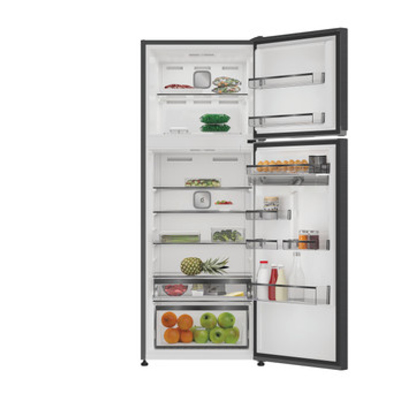 Whirlpool WHD26472WX4E Felülfagyasztós NoFrost hűtőszekrény, E, 354+123 l, inox, 6. Érzék funkció, érintőszenzoros külső digitális kijelzővel, LED világítás, multiflow, vízadagoló, 38 dBA, 186.2x70x74.6cm