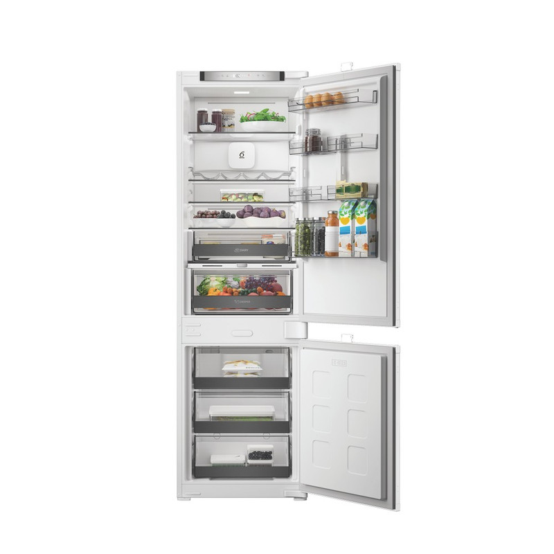 Whirlpool WHK2 5294 B6E Beépíthető kombinált hűtő 270L (194/76l ), C , Elektronikus vezérlés WIFI+BLE támogatás, Adaptív hűtés akár 20%-os energiamegtakarítással, csúszópántos zsanér (sliding), inverter kompresszor, 10 év kompresszor garanciával, 177,5x5
