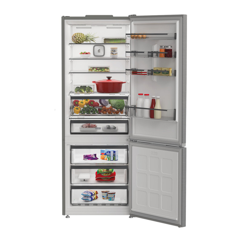 WHIRLPOOL WHK22412X5EA Alulfagyasztós Dual NoFrost hűtőszekrény, D , 297/118 L , inox készülékszín,  6. Érzék Ultimate Freshness funkció, NoFrost , Multi Zone  203,5x59,5x67,3 cm