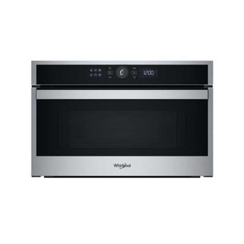 Whirlpool WMD44MX Álló szekrénybe építhető mikrohullámú sütő Inox, 31 liter, 6. Érzék funkciók, 1000W, CRISP, grill, digitális kijelző (fehér karakterszín), JET Start, JET Defrost, JET Menü, lenyíló tükrös üvegajtó