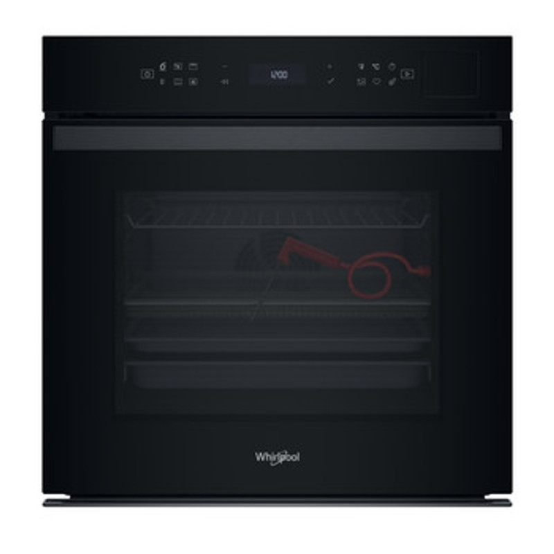 Whirlpool WOI6A8FPT1SBA Beépíthető sütő, Fekete üveg, finoman csukódó sütőajtó, 6. Érzék funkció receptekkel, MF8, PIROLITIKUS és HIDROLITIKUS tisztítás, Assisted kijelző (magyar nyelvű, érintőszenzoros), Airfry, gőz, teleszkópos sütősín, 73 l