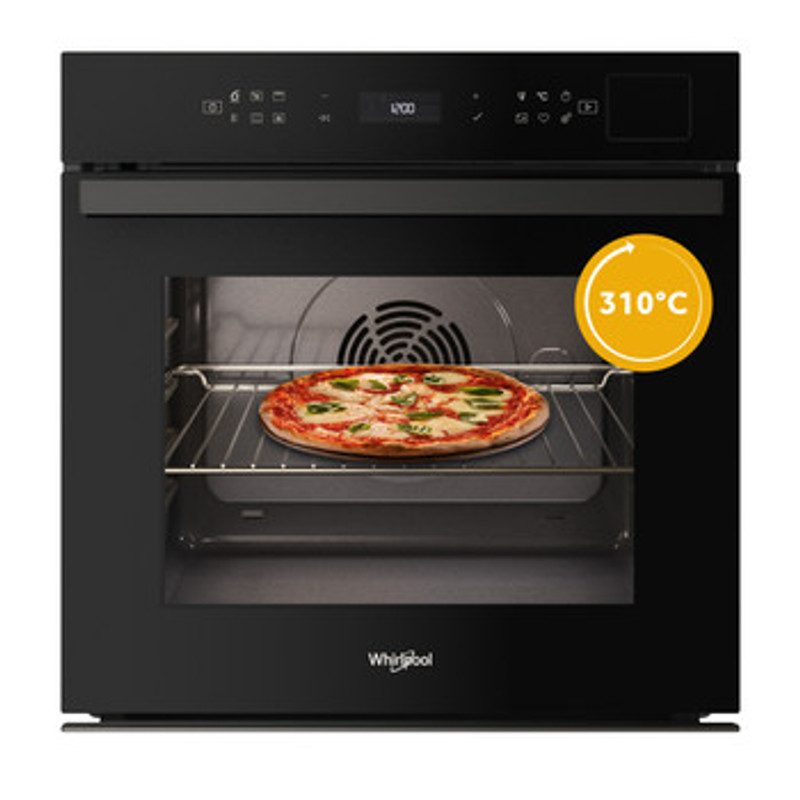 Whirlpool WOI6A8FPT1SBA Beépíthető sütő, Fekete üveg, finoman csukódó sütőajtó, 6. Érzék funkció receptekkel, MF8, PIROLITIKUS és HIDROLITIKUS tisztítás, Assisted kijelző (magyar nyelvű, érintőszenzoros), Airfry, gőz, teleszkópos sütősín, 73 l