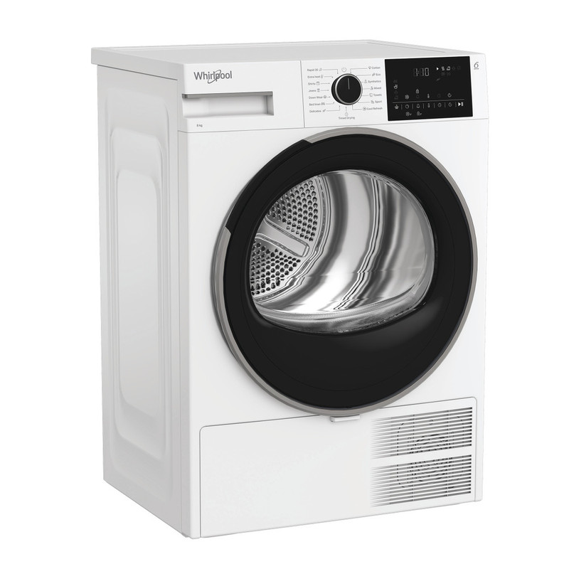 WHIRLPOOL WSD8WBHU Hőszivattyús keskeny szárítógép Inverter motorral, IronTouch gőztechnológiával és HomeWhiz távoli eléréssel, "D" , 8kg , nagy digitális kijelző, 6. Érzék PrecisionDry funkció. Dobvilágítás.Steam Refresh gőzfrissítés WHIRLPOOL WSD8WBHU Hőszivattyús keskeny szárítógép Inverter motorral, IronTouch gőztechnológiával és HomeWhiz távoli eléréssel, "D" , 8kg , nagy digitális kijelző, 6. Érzék PrecisionDry funkció. Dobvilágítás.Steam Refresh gőzfrissítés