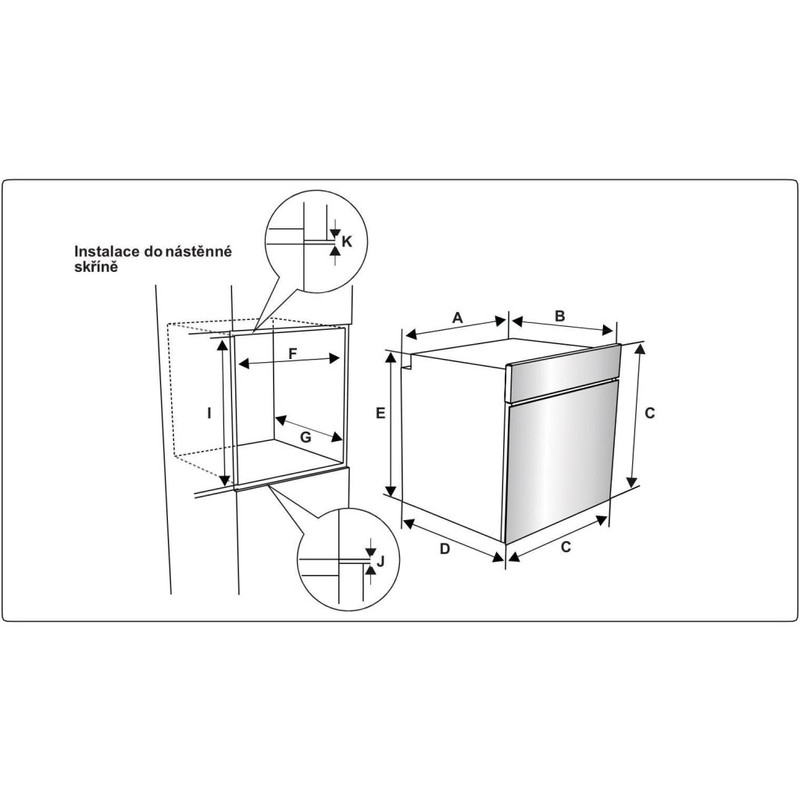 Kluge KTE1021X beépíthető multifunkicós inox/fekete sütő, 78L