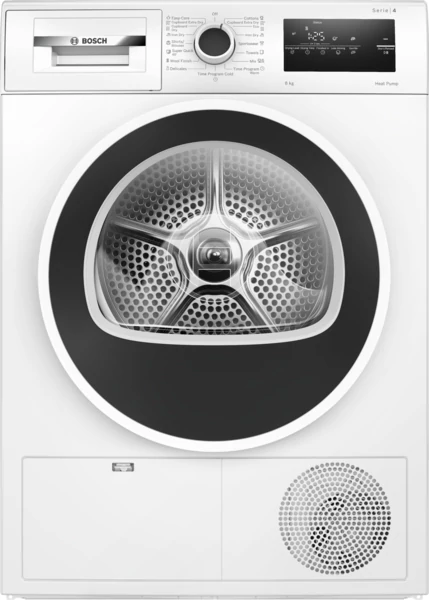 Bosch WTH83256BY Hőszivattyús kondenzációs szárítógép, Serie4, 8kg,  A++, Fekete-fehér ajtó, EasyClean kondenzátor, TouchControl kijelző