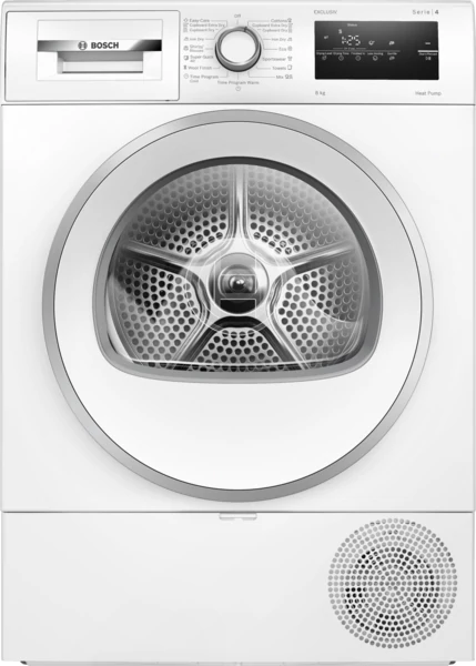 Bosch WTH85293BY Hőszivattyús kondenzációs szárítógép, Serie4, 8kg,  A++, Fehér-inox ajtó, EasyClean kondenzátor, TouchControl kijelző