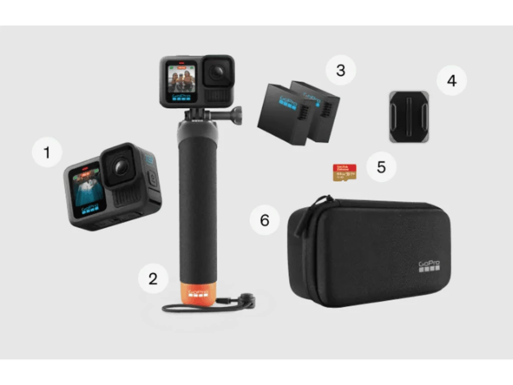 GoPro  HERO13 BLACK Accessory Bundle- handler, 2 batteries, 2 íves ragasztós rögzítő, 64GB, hordtáska akciókamera