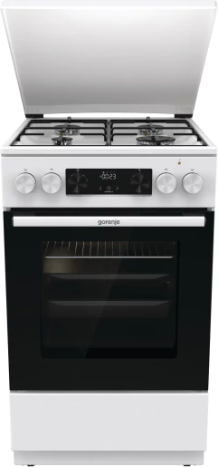 Gorenje GK5C42WH-B Kombinált tűzhely, 4 gázégő, elektromos multifunkciós sütőp Pizza funkcióval,kijelző, fém tetővel, teleszkópos sütősín, fém tető